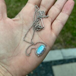 2015 Kendra Scott Rhodium Eloise Necklace in Blue Kyocera Opal